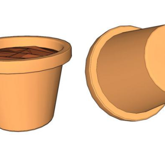 现代紫砂盆花盆SU模型下载_sketchup草图大师SKP模型