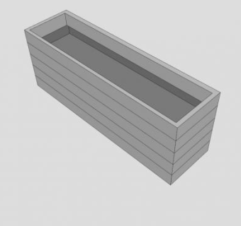 木制白色板条花盆SU模型下载_sketchup草图大师SKP模型
