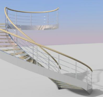 金属钢木螺旋梯SU模型下载_sketchup草图大师SKP模型