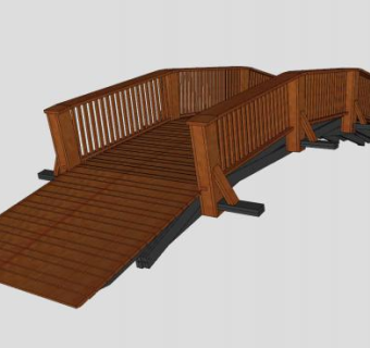 实木桥SU模型下载_sketchup草图大师SKP模型