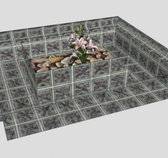现代矩形花盆SU模型下载_sketchup草图大师SKP模型