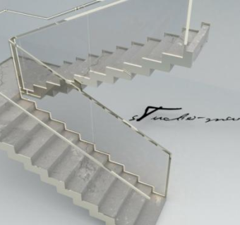 大理石扶手楼梯SU模型下载_sketchup草图大师SKP模型