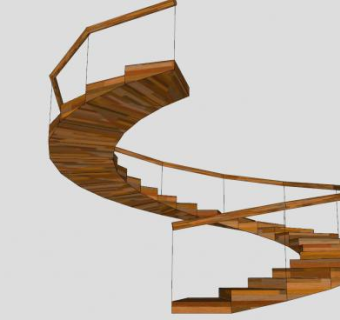 螺旋木楼梯SU模型下载_sketchup草图大师SKP模型