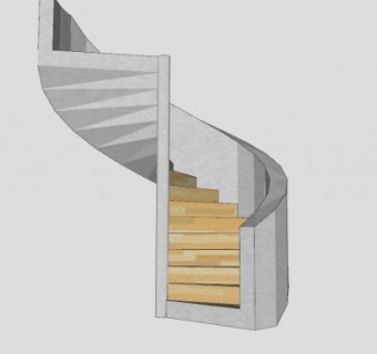 中柱弧形梯SU模型下载_sketchup草图大师SKP模型