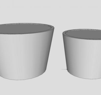 简易白色陶瓷花盆SU模型下载_sketchup草图大师SKP模型