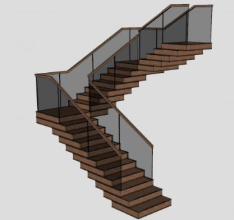井式多跑楼梯SU模型下载_sketchup草图大师SKP模型