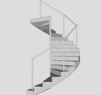 旋转扶手楼梯SU模型下载_sketchup草图大师SKP模型