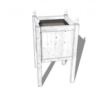 木制白色花盆SU模型下载_sketchup草图大师SKP模型