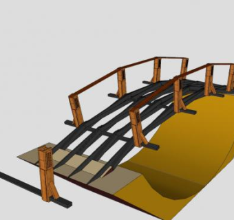 钢架护栏拱桥SU模型下载_sketchup草图大师SKP模型