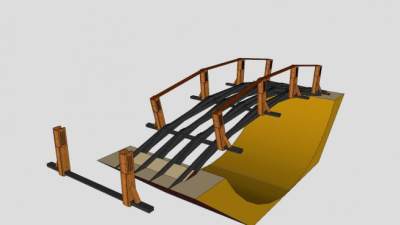 钢架护栏拱桥SU模型下载_sketchup草图大师SKP模型