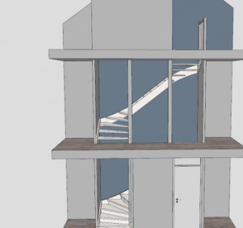 复式转角楼梯SU模型下载_sketchup草图大师SKP模型