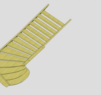 L型立柱楼梯SU模型下载_sketchup草图大师SKP模型