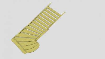 L型立柱楼梯SU模型下载_sketchup草图大师SKP模型