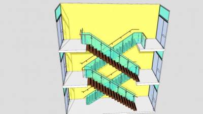 写字楼楼梯SU模型下载_sketchup草图大师SKP模型