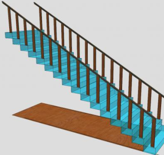 直跑楼梯SU模型下载_sketchup草图大师SKP模型