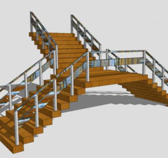 分合木制楼梯SU模型下载_sketchup草图大师SKP模型