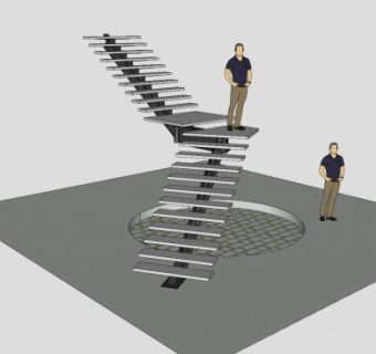 现代龙骨楼梯SU模型下载_sketchup草图大师SKP模型