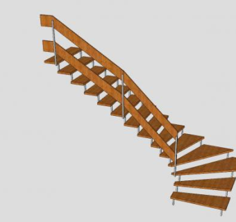 L型钢木直梯SU模型下载_sketchup草图大师SKP模型