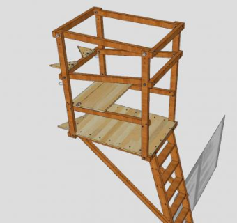木制梯架SU模型下载_sketchup草图大师SKP模型