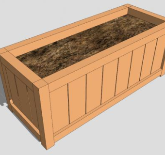 培植木质花盆SU模型下载_sketchup草图大师SKP模型