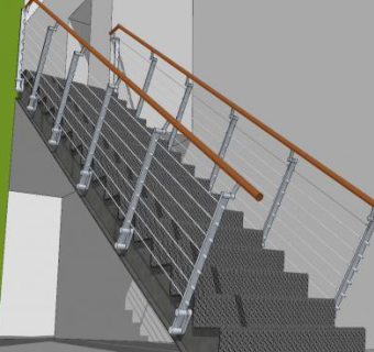 电缆直跑楼梯SU模型下载_sketchup草图大师SKP模型