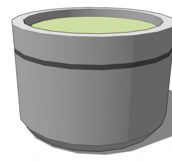混凝土圆花盆SU模型下载_sketchup草图大师SKP模型
