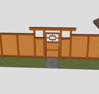 中式园林栅栏SU模型下载_sketchup草图大师SKP模型