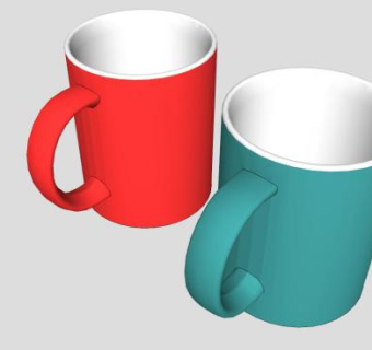 红蓝陶瓷杯SU模型下载_sketchup草图大师SKP模型