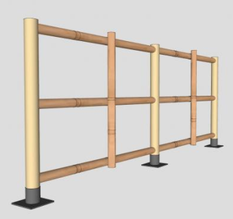 竹围栏SU模型下载_sketchup草图大师SKP模型