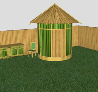 竹屋围栏SU模型下载_sketchup草图大师SKP模型