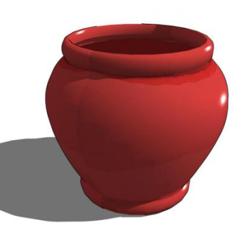 阿吉安陶瓷花盆红SU模型下载_sketchup草图大师SKP模型