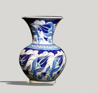 绣花陶瓷花瓶SU模型下载_sketchup草图大师SKP模型