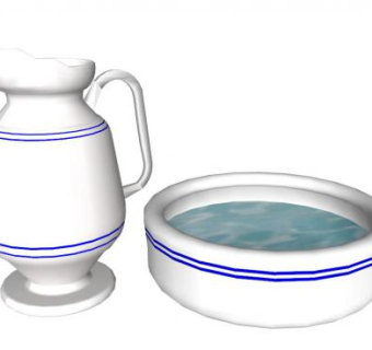 陶瓷碗水壶SU模型下载_sketchup草图大师SKP模型