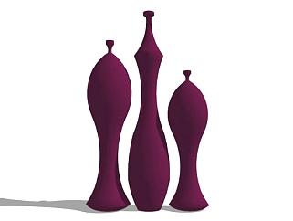 紫色陶瓷装饰杯SU模型下载_sketchup草图大师SKP模型