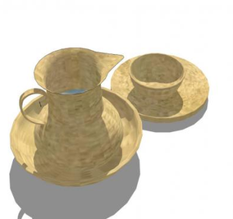 简单水壶盘子SU模型下载_sketchup草图大师SKP模型