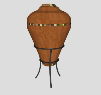 花瓶带支架木瓶SU模型下载_sketchup草图大师SKP模型