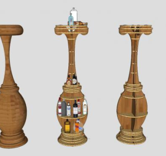 酒缸瓶形酒架SU模型下载_sketchup草图大师SKP模型