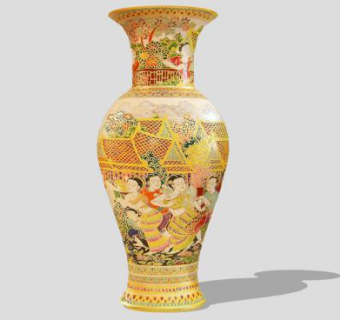 泰国长款花瓶SU模型下载_sketchup草图大师SKP模型