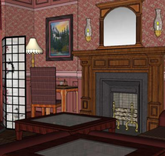 维多利亚式住宅背景SU模型下载_sketchup草图大师SKP模型