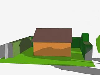 拱形树篱的房子SU模型下载_sketchup草图大师SKP模型