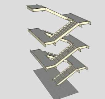 混凝土盘式楼梯SU模型下载_sketchup草图大师SKP模型