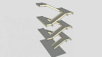 混凝土盘式楼梯SU模型下载_sketchup草图大师SKP模型