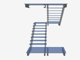 玻璃踏板钢楼梯SU模型下载_sketchup草图大师SKP模型