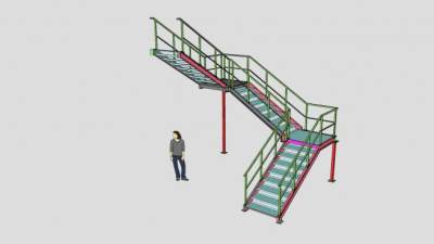 多跑钢制楼梯SU模型下载_sketchup草图大师SKP模型