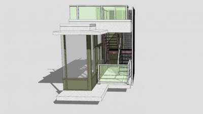 踏步板钢梯SU模型下载_sketchup草图大师SKP模型