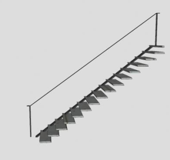 单扶手钢楼梯SU模型下载_sketchup草图大师SKP模型