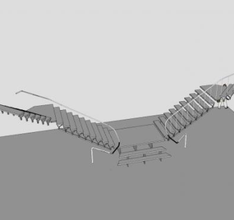 分合钢楼梯SU模型下载_sketchup草图大师SKP模型