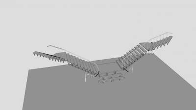 分合钢楼梯SU模型下载_sketchup草图大师SKP模型