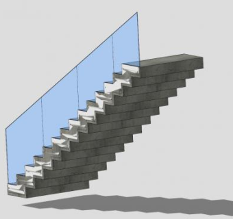 混凝土护栏楼梯SU模型下载_sketchup草图大师SKP模型