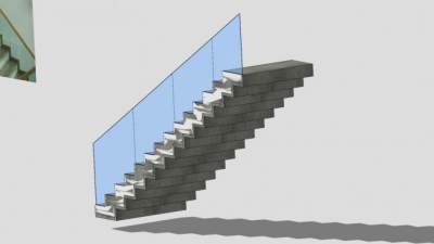 混凝土护栏楼梯SU模型下载_sketchup草图大师SKP模型